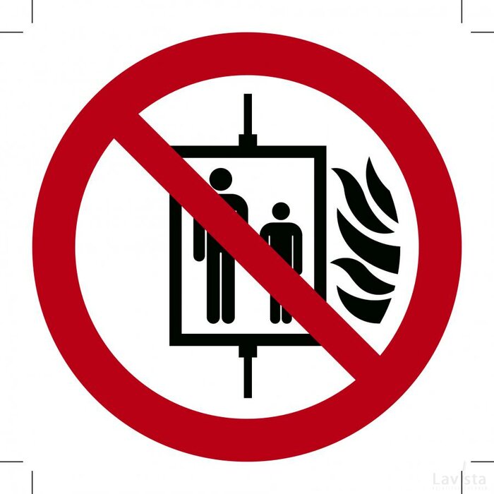 Verboden De Lift Te Gebruiken Bij Brand (Sticker)