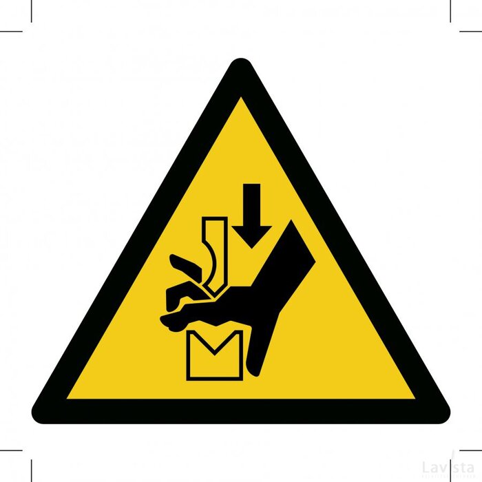 W030: Warning; Hand Crushing Between Press Brake Tool (Sticker)