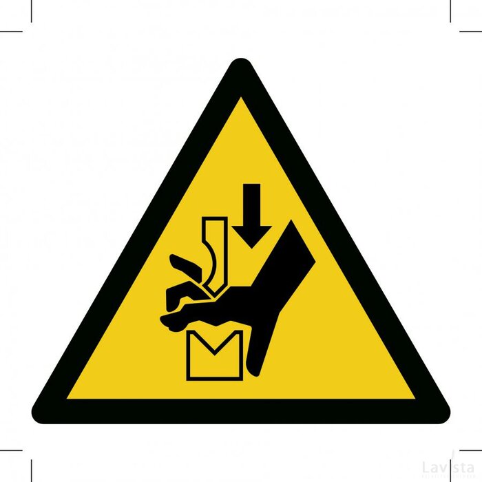W030: Warning; Hand Crushing Between Press Brake Tool (Sticker)