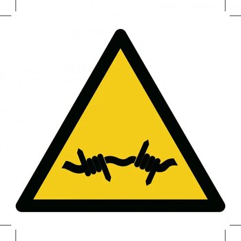 W033: Warning; Barbed Wire (Sticker)