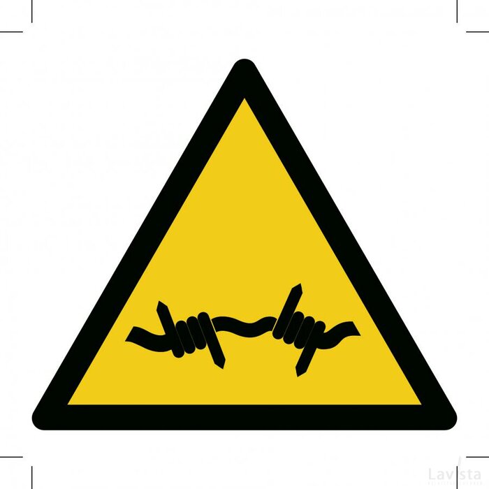 W033: Warning; Barbed Wire (Sticker)