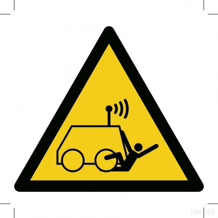 W037: Warning; Run Over By Remote Operator Controlled Machine (Sticker)