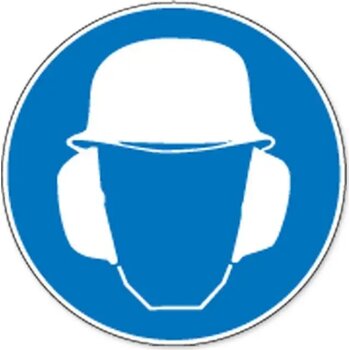 Veiligheidshelm En Gehoorbescherming Verplicht (Sticker)