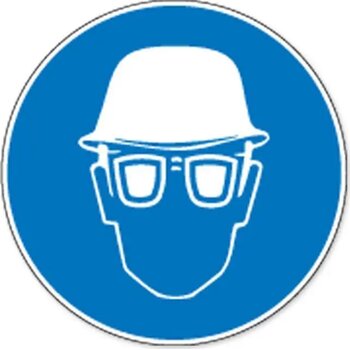 Veiligheidshelm En Oogbescherming Verplicht (Sticker)
