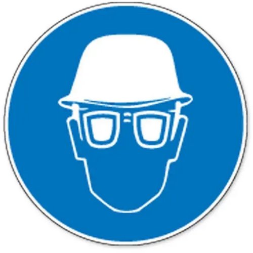 Veiligheidshelm En Oogbescherming Verplicht (Sticker)