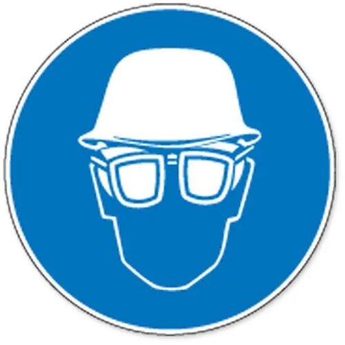 Veiligheidshelm En Oogbescherming Verplicht (Sticker)
