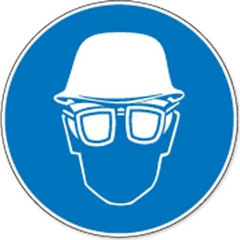 Veiligheidshelm En Oogbescherming Verplicht (Sticker)