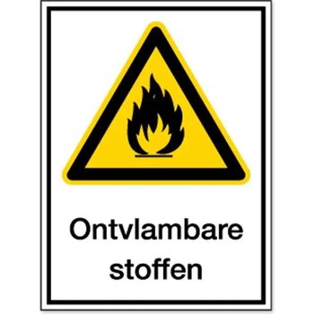 Waarschuwing; Brandgevaar/ontvlambare Stoffen (Sticker)