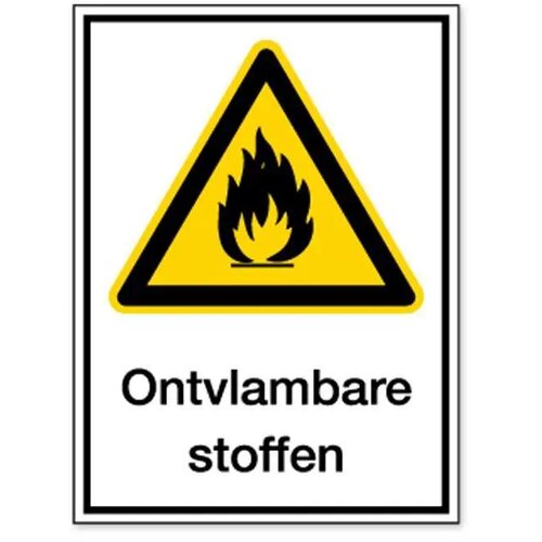 Waarschuwing; Brandgevaar/ontvlambare Stoffen (Sticker)
