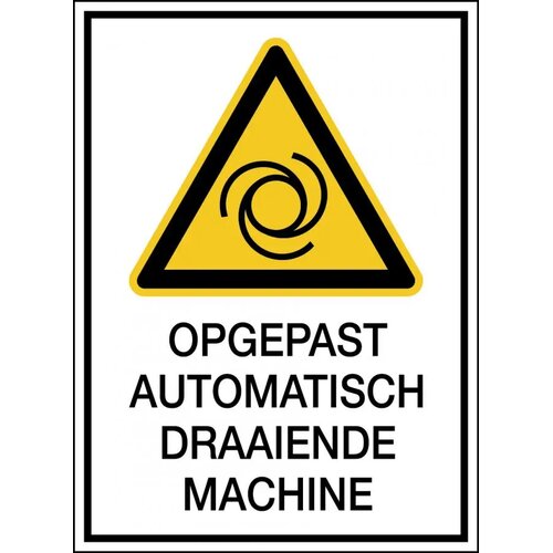 Waarschuwing: Automatisch Startende Machine (Sticker)