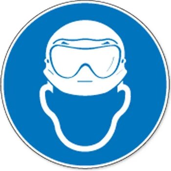 Veiligheidshelm En Oogbescherming Verplicht (Sticker)