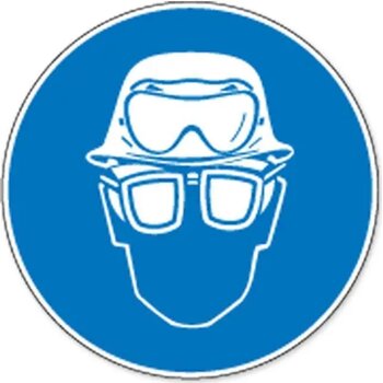 Veiligheidshelm En Oogbescherming Verplicht (Sticker)