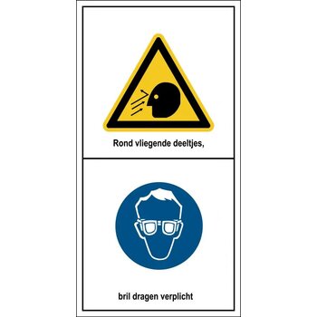 Gevaar Voor Rondvliegende Deeltjes, Bril Dragen Verplicht (Sticker)