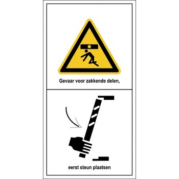 Gevaar Voor Zakkende Delen, Eerst Steun Plaatsen (Sticker)