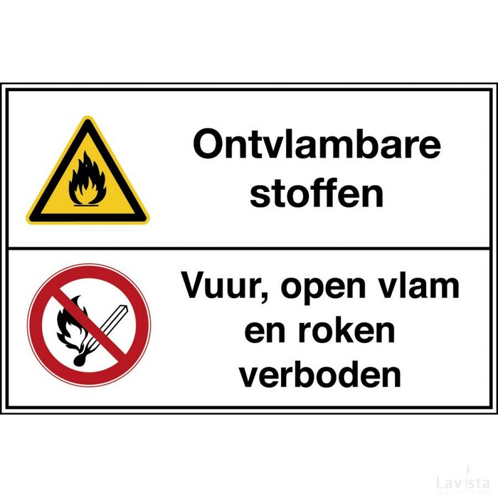 Waarschuwing; Algemeen Pictogram/vuur, Open Vlam En Roken Verboden (Sticker)