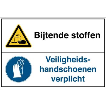 Bijtende Stoffen /veiligheidshandschoenen Verplicht (Sticker)