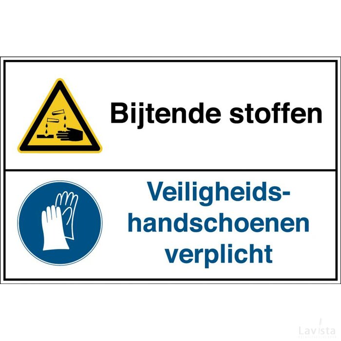 Bijtende Stoffen /veiligheidshandschoenen Verplicht (Sticker)