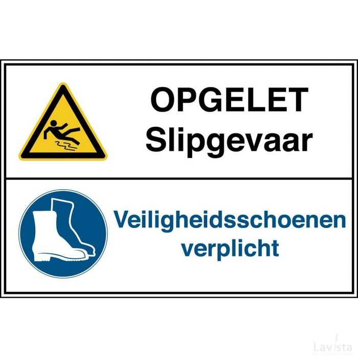 Opgelet, Slipgevaar / Veiligheidsschoenen Verplicht (Sticker)