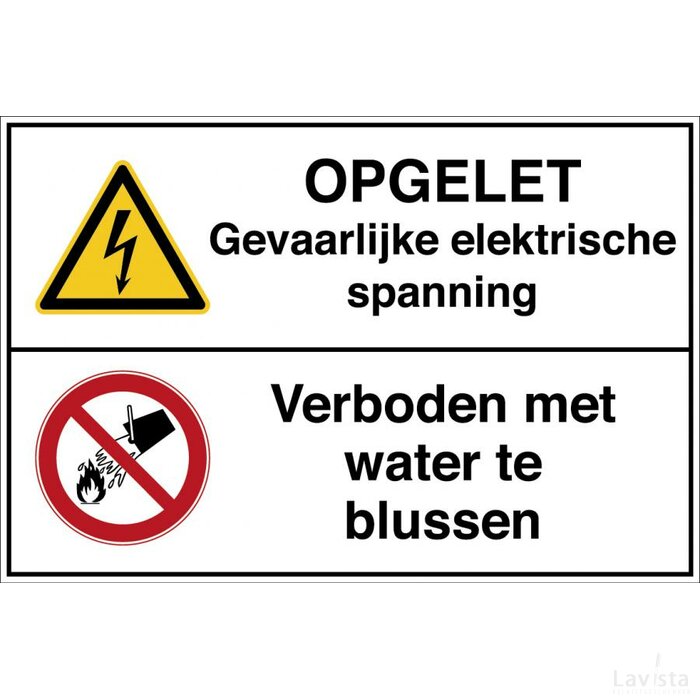 Opgelet Gevaarlijke Elektrische Spanning / Verboden Met Water Te Blussen (Sticker)