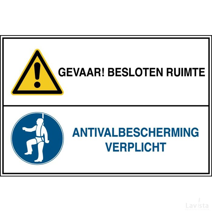 Gevaar! Besloten Ruimte / Antivalbescherming Verplicht (Sticker)