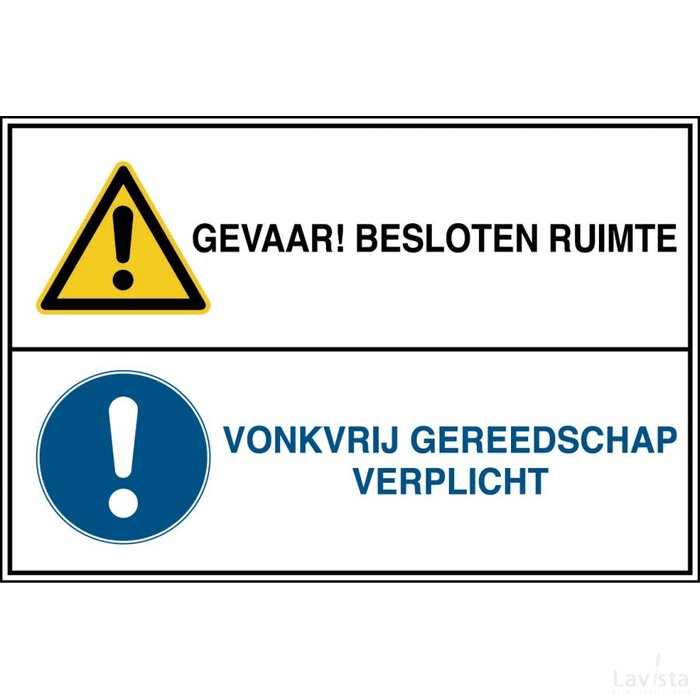 Gevaar! Besloten Ruimte / Vonkvrij Gereedschap Verplicht (Sticker)