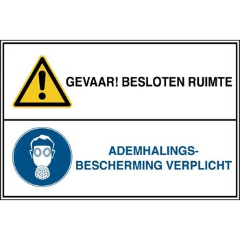 Gevaar! Besloten Ruimte / Ademhalingsbescherming Verplicht (Sticker)