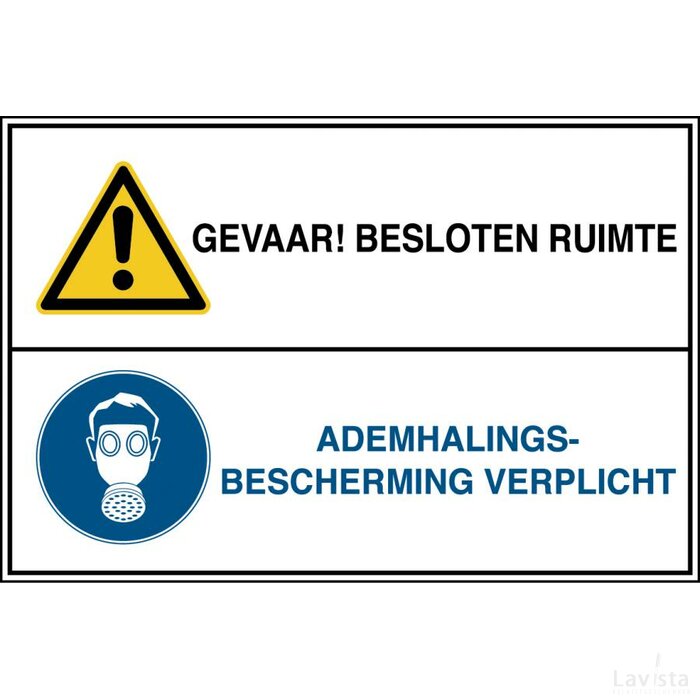 Gevaar! Besloten Ruimte / Ademhalingsbescherming Verplicht (Sticker)