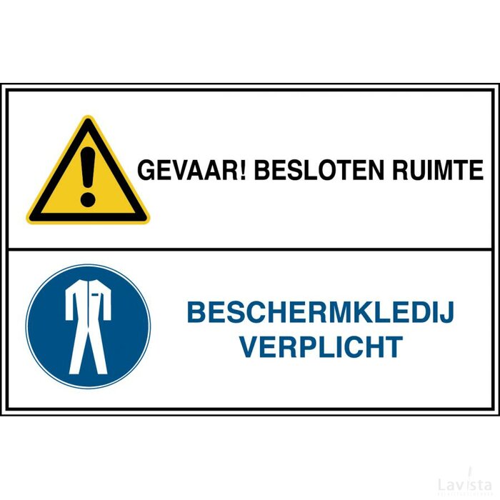 Gevaar! Besloten Ruimte / Beschermkledij Verplicht (Sticker)