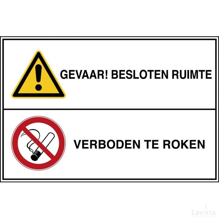 Gevaar! Besloten Ruimte / Verboden Te Roken (Sticker)