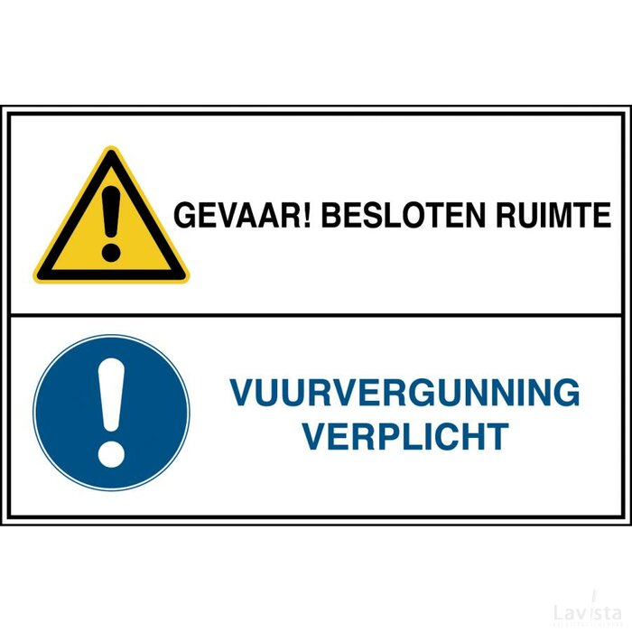 Gevaar! Besloten Ruimte / Vuurvergunning Verplicht (Sticker)