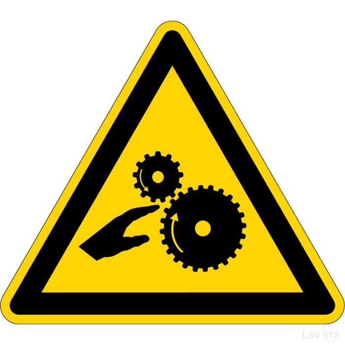 Opgelet voor draaiende tandwielen (of walsen)